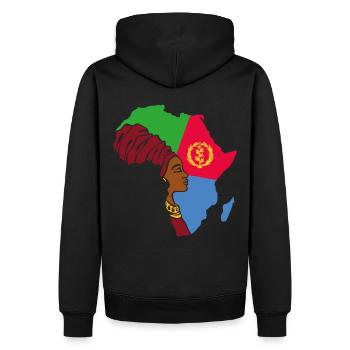 Eritrea Eritreische Flagge Asmara Black Heritage - Männer Premium Bio Hoodie - Schwarz - Hinten - Nico (187cm)