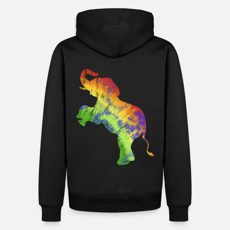 Regenbogen Batik Elephant Elefant - Männer Premium Bio Hoodie - Schwarz