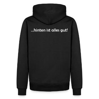 ... hinten ist alles gut - Männer Premium Bio Hoodie - Schwarz - Hinten - Nico (187cm)