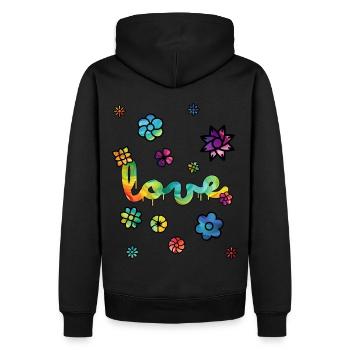 LOVE - Männer Premium Bio Hoodie - Schwarz - Hinten - Nico (187cm)