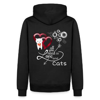 Amis chat, dire chat - Sweat à capuche Premium bio Homme - noir - Dos - Nico (187cm)