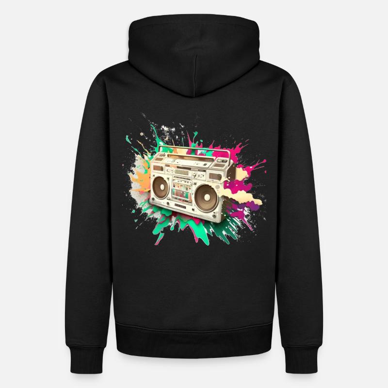 Explosion de peinture stéréo - Sweat à capuche Premium bio Homme - noir