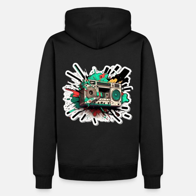 Stereo-Explosion - Männer Premium Bio Hoodie - Schwarz