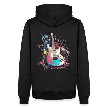 Guitare électrique inclinée - Sweat à capuche Premium bio Homme - noir - Dos - Nico (187cm)