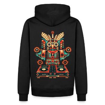 DJ autochtone - Sweat à capuche Premium bio Homme - noir - Dos - Nico (187cm)