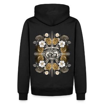 Jésus-Christ, Sacré-Cœur de Jésus, décor de roses - Sweat à capuche Premium bio Homme - noir - Dos - Nico (187cm)
