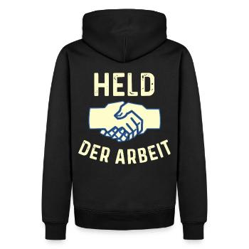 RDA - Héros du travail - Communiste - Sweat à capuche Premium bio Homme - noir - Dos - Nico (187cm)