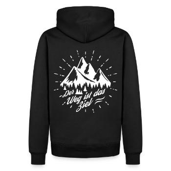 Der Weg ist das Ziel - Berge - Wandern - Outdoor - Männer Premium Bio Hoodie - Schwarz - Hinten - Nico (187cm)
