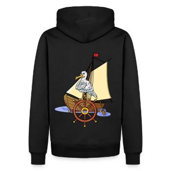 Möwe Seefahrer Kreuzfahrt Reise Reisender Ahoi - Männer Premium Bio Hoodie - Schwarz - Hinten - Nico (187cm)