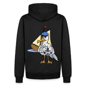 Seafarer Seaman Maritime Captain Ahoy - Men’s Premium Organic Hoodie - black - Back - Nico (187cm)