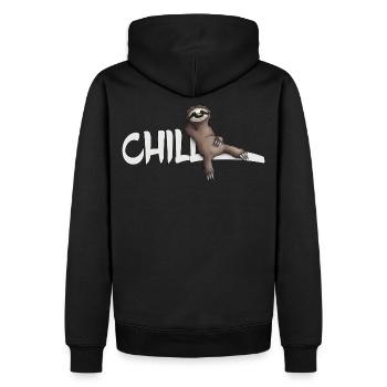 Chill Faultier gemütlich abhängen lässig chillen - Männer Premium Bio Hoodie - Schwarz - Hinten - Nico (187cm)