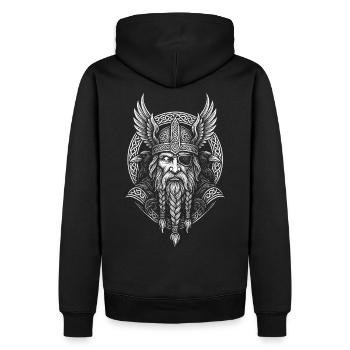 Odin with Ravens – All-Father of the Norsemen - Men’s Premium Organic Hoodie - black - Back - Nico (187cm)