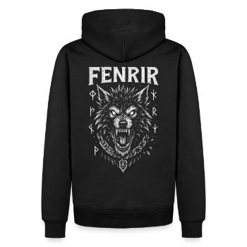 Fenrir – Wolf der Götterdämmerung - Männer Premium Bio Hoodie - Schwarz - Hinten - Nico (187cm)