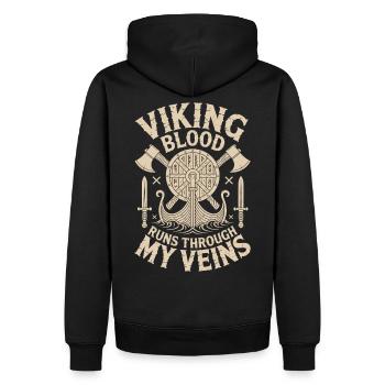 Viking Blood Runs Through My Veins - Männer Premium Bio Hoodie - Schwarz - Hinten - Nico (187cm)