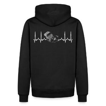 Simson S51 Motor M54 - M541 - Heartbeat - Männer Premium Bio Hoodie - Schwarz - Hinten - Nico (187cm)