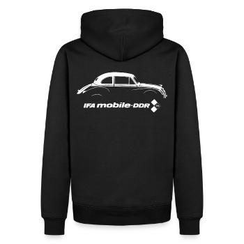 IFA F9 - DDR Oldtimer - Kult - Männer Premium Bio Hoodie - Schwarz - Hinten - Nico (187cm)