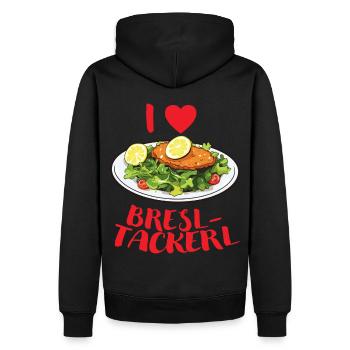 I Love Bresltackerl - hell - Männer Premium Bio Hoodie - Schwarz - Hinten - Nico (187cm)