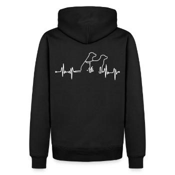 Labrador - Herzschlag - Hundeliebe - Männer Premium Bio Hoodie - Schwarz - Hinten - Nico (187cm)
