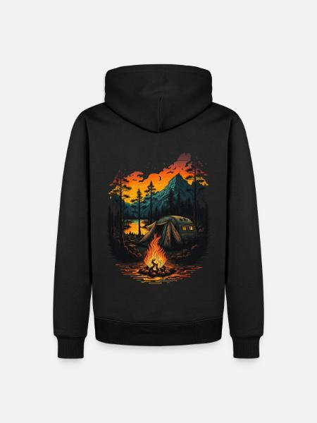 Camping, Wandern und Outdoor - Herre Premium økologisk hoodie - sort