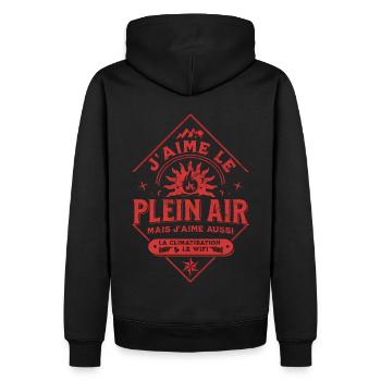 J'aime le plein air! - Sweat à capuche Premium bio Homme - noir - Dos - Nico (187cm)