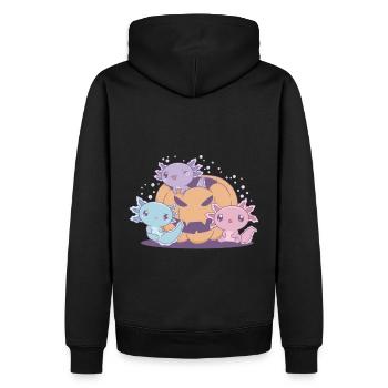 Drôle d’axolotl - Sweat à capuche Premium bio Homme - noir - Dos - Nico (187cm)