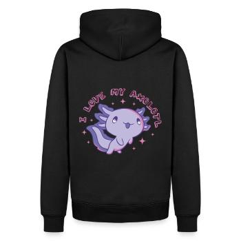 Lustiges Axolotl Love - Männer Premium Bio Hoodie - Schwarz - Hinten - Nico (187cm)