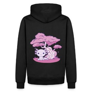 Drôle d’axolotl - Sweat à capuche Premium bio Homme - noir - Dos - Nico (187cm)