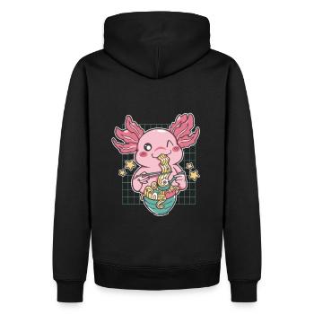 Ramen drôle d’axolotl - Sweat à capuche Premium bio Homme - noir - Dos - Nico (187cm)