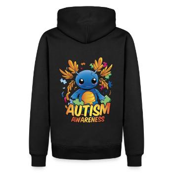 Lustiges Axolotl Autismus - Männer Premium Bio Hoodie - Schwarz - Hinten - Nico (187cm)