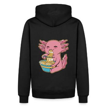 Ramen drôle d’axolotl - Sweat à capuche Premium bio Homme - noir - Dos - Nico (187cm)