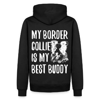 Border Collie Dad Mom Love - Männer Premium Bio Hoodie - Schwarz - Hinten - Nico (187cm)