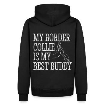 Border Collie papa maman Canine Design - Sweat à capuche Premium bio Homme - noir - Dos - Nico (187cm)
