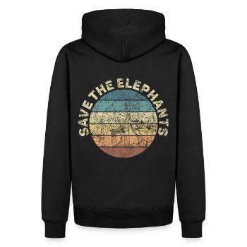 Elefant Spirituelles Tier in Retro Vintage Optik - Männer Premium Bio Hoodie - Schwarz - Hinten - Nico (187cm)