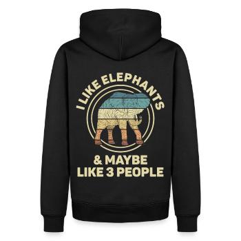 Elefant Spirit Tier Liebe Vintage Design - Männer Premium Bio Hoodie - Schwarz - Hinten - Nico (187cm)