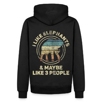 Éléphant Animal amour Design Vintage - Sweat à capuche Premium bio Homme - noir - Dos - Nico (187cm)