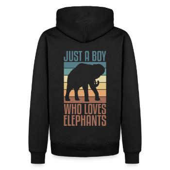 Éléphant Animal amour rétro Design - Sweat à capuche Premium bio Homme - noir - Dos - Nico (187cm)
