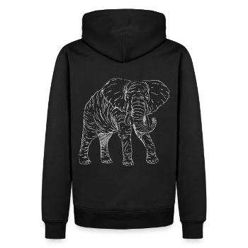 Retro Elefant Spirituelles Tier Design - Männer Premium Bio Hoodie - Schwarz - Hinten - Nico (187cm)