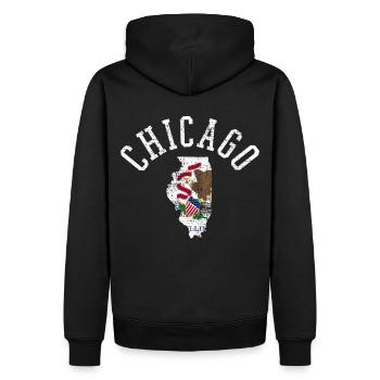 Chicago USA Flagge Patriotisches Design - Männer Premium Bio Hoodie - Schwarz - Hinten - Nico (187cm)