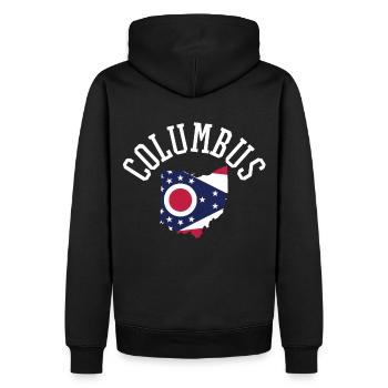 Columbus USA Flagge Patriotismus Heimatstolz - Männer Premium Bio Hoodie - Schwarz - Hinten - Nico (187cm)