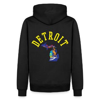 Detroit Usa Flagge Patriot Stolz - Männer Premium Bio Hoodie - Schwarz - Hinten - Nico (187cm)