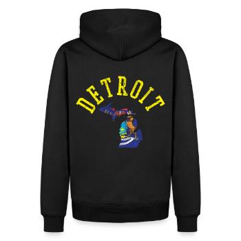 Detroit Usa Stolz Patriot Flagge Unabhängigkeit - Männer Premium Bio Hoodie - Schwarz - Hinten - Nico (187cm)