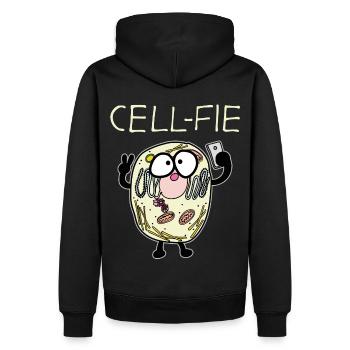 Découvrez le monde fantaisiste de la Cell-Fie Atom - Sweat à capuche Premium bio Homme - noir - Dos - Nico (187cm)