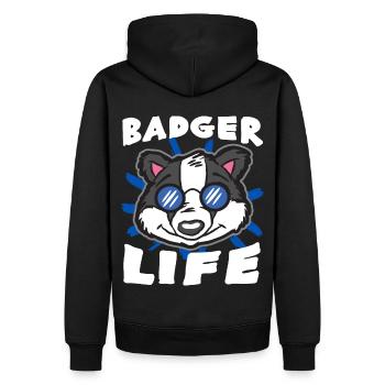 Cool Badger Life sunglasses in the - Men’s Premium Organic Hoodie - black - Back - Nico (187cm)