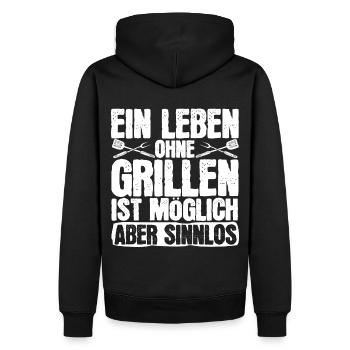 Erweitern Sie Ihre Grillfähigkeiten Mit Dem - Männer Premium Bio Hoodie - Schwarz - Hinten - Nico (187cm)