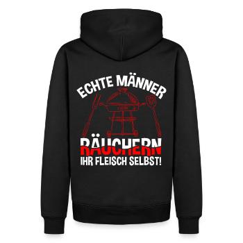 Grillmeister Bbq Passion Barbecue Grillen - Männer Premium Bio Hoodie - Schwarz - Hinten - Nico (187cm)