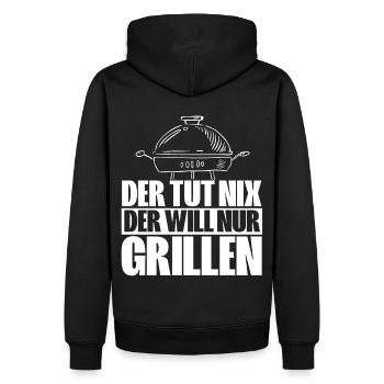 Entdecken Sie Das Einzigartige Grillmeister Bbq - Männer Premium Bio Hoodie - Schwarz - Hinten - Nico (187cm)