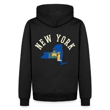 New York Usa Flag Patriot Pride Home State - Men’s Premium Organic Hoodie - black - Back - Nico (187cm)