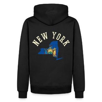 New York Flagge Patriotisches Design Usa Liebe - Männer Premium Bio Hoodie - Schwarz - Hinten - Nico (187cm)