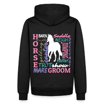Équestre Love Horse Racing Horse Head Dictons - Sweat à capuche Premium bio Homme - noir - Dos - Nico (187cm)