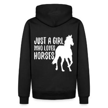 Nur ein Mädchen, das Pferdedesign liebt - Männer Premium Bio Hoodie - Schwarz - Hinten - Nico (187cm)